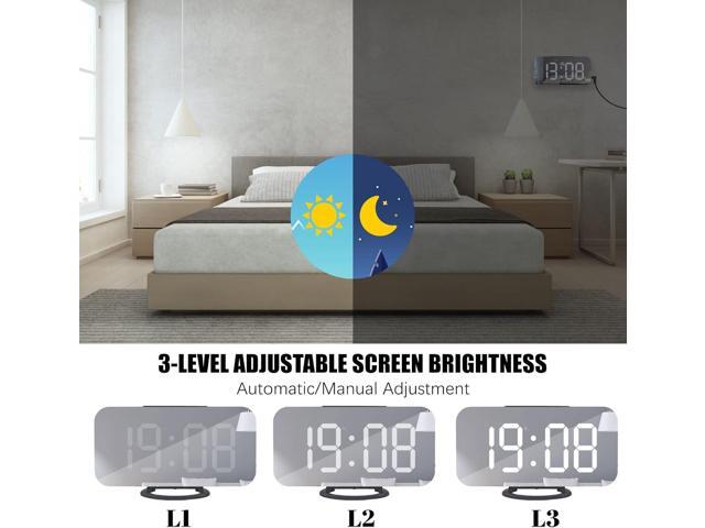 WulaWindy Digital Alarm Clock, Large LED Display, with USB Charger, Snooze Function Dim Mode Wall Hanging Beside Desk Clock for Bedroom Black Room...