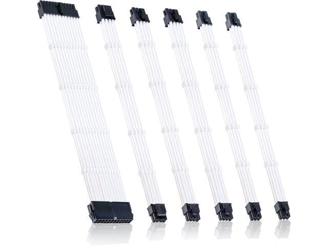 Braided ATX Sleeved Cable Extension Kit for Power Supply Cable Kit, PSU Connectors, 24 Pin, 8 Pin, 6 Pin 4 + 4 Pin, 6 Pack, with Cable Comb 24...