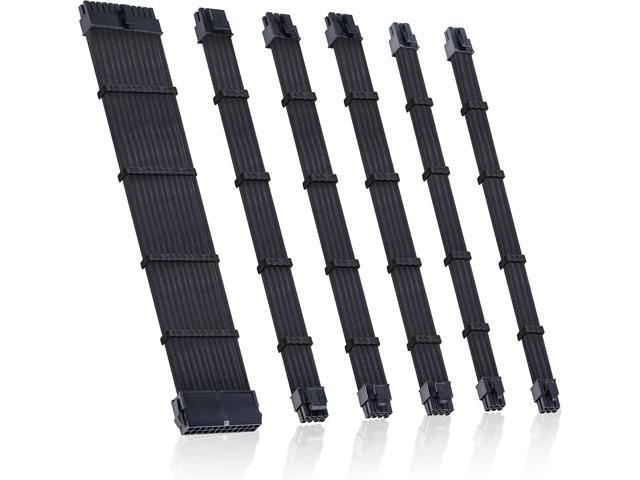 Clovertale Braided ATX Sleeved Cable Extension Kit for Power Supply Cable Kit, PSU Connectors, 24 Pin, 8 Pin, 6 Pin 4 + 4 Pin, 6 Pack, with Cable...