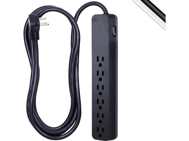 GE Pro 6-Outlet Surge Protector, 8 Ft Extension Cord, 1560 Joules, Power Strip, Flat Plug, Integrated Circuit Breaker, Wall Mount, UL Listed,...
