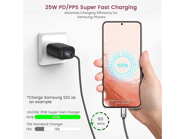 Super Fast Charger Type C Kit, VELOGK 25W PD PPS USB C Wall/Car Charger for Samsung Galaxy S25/S24/S23 Ultra/S23+/S23/S22/S21/S20/Plus/Note 20/A71,...