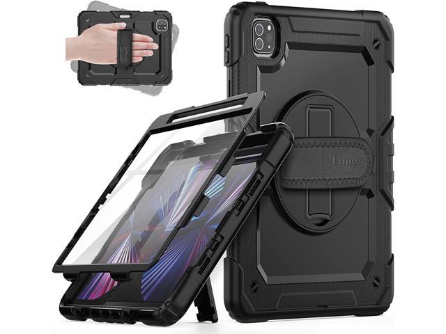 Case for iPad Pro 11 2021/2020/2018, Full-Body Shockproof Protective Case with Screen Protector, 360 Rotating Stand, Hand/Shoulder Strap for iPad.