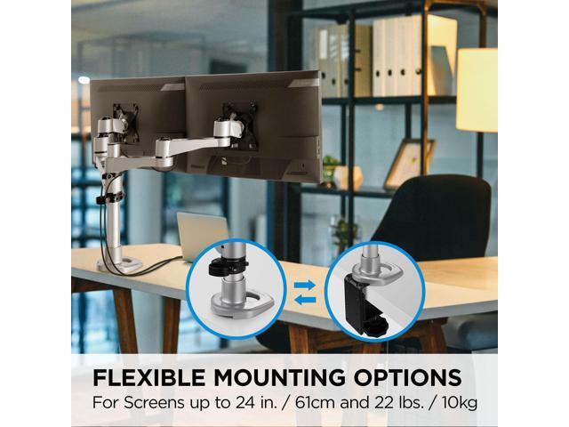 Dual Monitor Mounting Arm for Two Monitors up to 24 Inches Each VESA 75x75 and 100x100mm Compatible