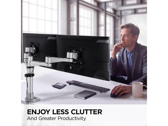 Dual Monitor Mounting Arm for Two Monitors up to 24 Inches Each VESA 75x75 and 100x100mm Compatible