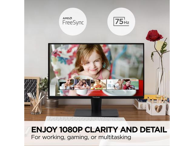 ViewSonic VS2447M 24 Inch 1080p Monitor with 75Hz, AMD FreeSync, Thin Bezels, Eye Care, HDMI, VGA Inputs for Gaming and Home Office