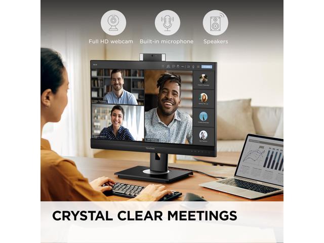 ViewSonic VG2456V - 24' 1080p Video Conference Monitor with Webcam, 90W USB C, Docking, Built-In Gigabit Ethernet