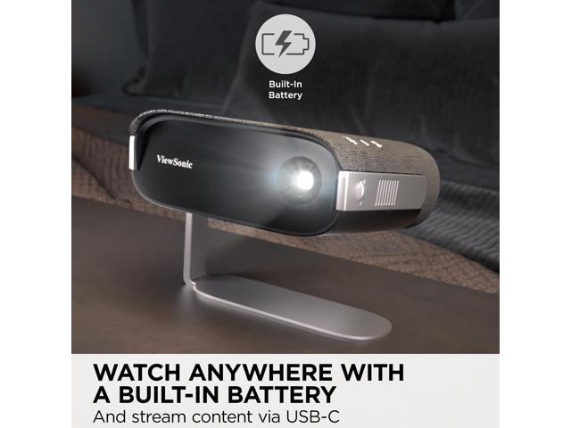 ViewSonic M1X Portable LED Projector with Smart Stand, Harman Kardon Speakers, Built-In Battery, H/V Keystone, 4 Corner Adjustment, Bluetooth,...