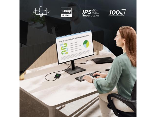ViewSonic VG2451 24 Inch IPS 1080p Ergonomic Computer Monitor with Full Adjustability, 100Hz, 4-Port USB Hub, HDMI, DisplayPort, and USB C Inputs...