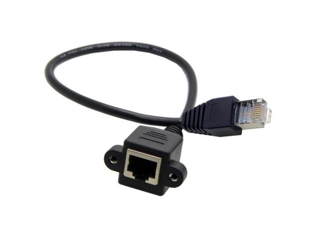 8P8C FTP STP UTP Cat 5e Male to Female Lan Ethernet Network Extension Cable with Panel Mount Holes 0.3M