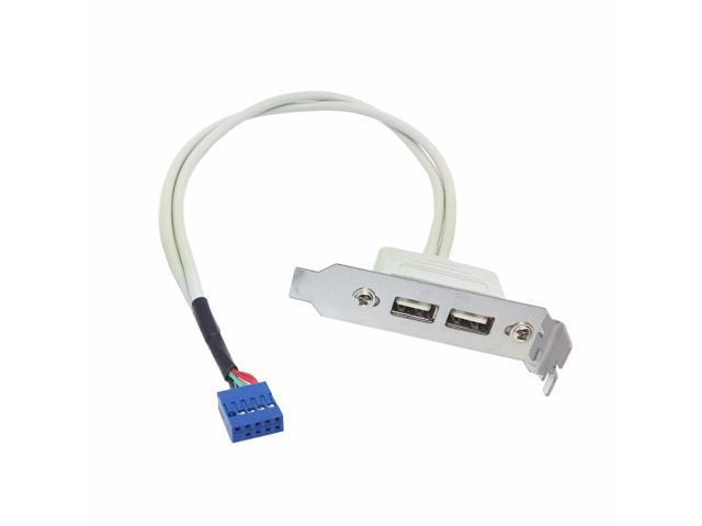 Low Profile 8cm Height USB 2.0 Female Back panel to Motherboard 9pin cable with PCI bracket 30cm