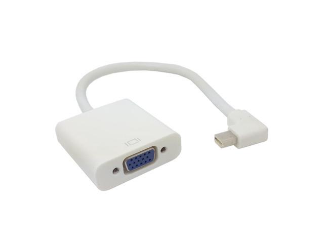 90 Degree Right Angled Mini DP DisplayPort Male to VGA RGB Monitor Projector Adapter Cable White Color