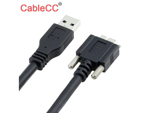 Cablecc 120cm USB 3.0 A type Cable Male to Micro USB 3.0 B Male with Mount Panel Screws for Hard Disk Mobile Phone