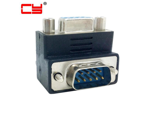 D-Sub RS232 9Pin Male Screw Type To Female Down Right Angled 270 Degree Nut Type Extension Adapter Converter