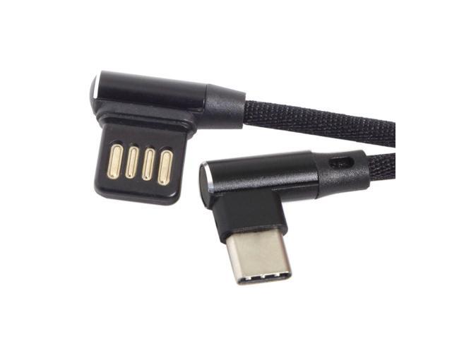 Type-C USB-C 3.1 to USB 2.0 Left Right Angled 90 Degree Data Cable With Nylon Sleeve Braid for Tablet & Phone 15cm