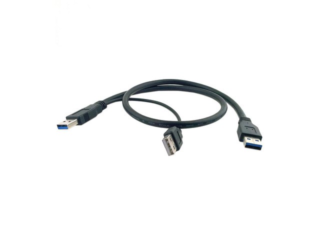 Super Speed USB 3.0 Power Y Cable Two A Male to USB Male for Mobile Hard Disk