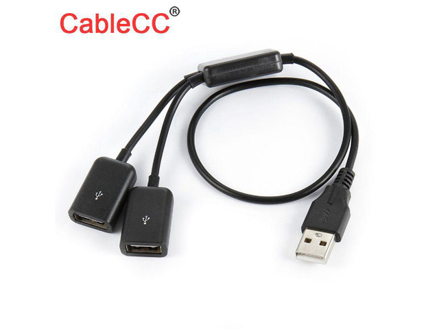 Black USB 2.0 Dual Ports Hub Cable Bus power For Laptop Mac book Notebook PC & Mouse & Flash Disk