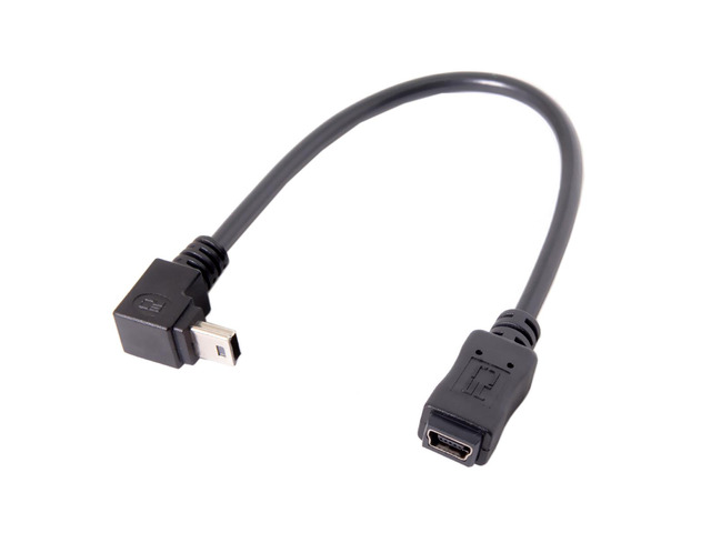 GPS Mini USB 5P 90D Down Direction Angled Male to 5P Female Extension Cable 0.2M