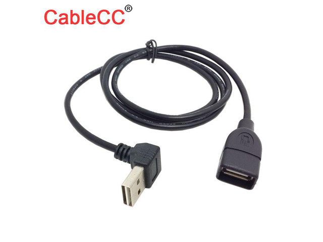 USB 2.0 Male to Female Reversible Design Up & Down Angled 90 Degree Extension Cable 1m