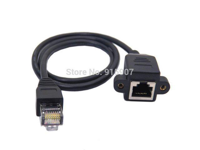 30cm 8P8C FTP STP UTP Cat 5e Male to Female Lan Ethernet Network Extension Cable with Panel Mount Holes
