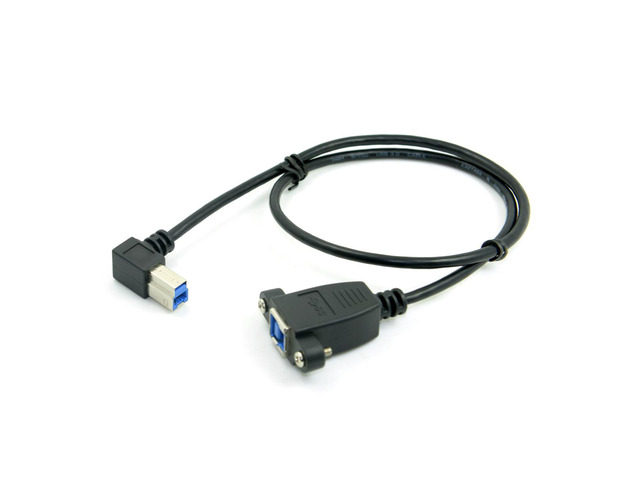 USB 3.0 Back Panel Mount B Type Female To Right Angled 90 Degree B Type Male Extension Cable 0.5m