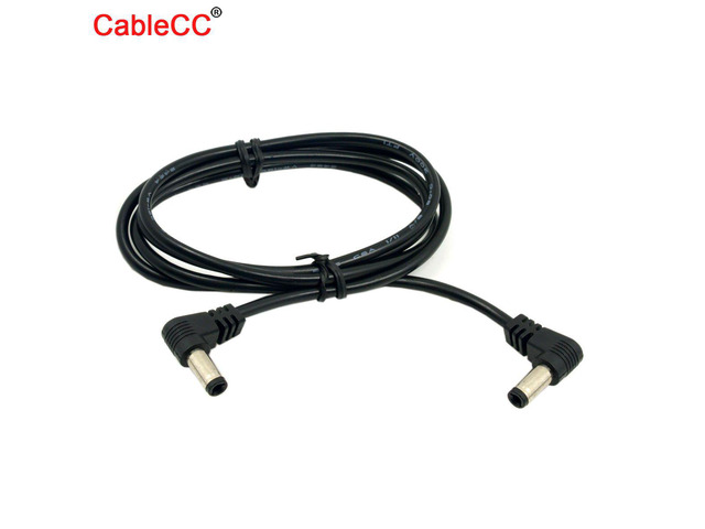 DC Power 5.5 x 2.1mm / 2.5mm Male to 5.5 2.1/2.5mm Male Plug Cable 90 Degree Right Angled 60cm