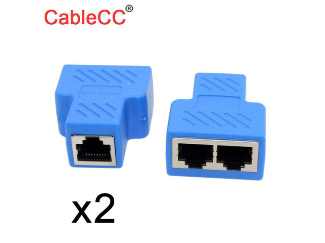 CalbeCC RJ45 Cat6 8P8C STP UTP Plug To Dual RJ45 Splitter Network Ethernet Switcher Adapter Converter with Shield 2pcs