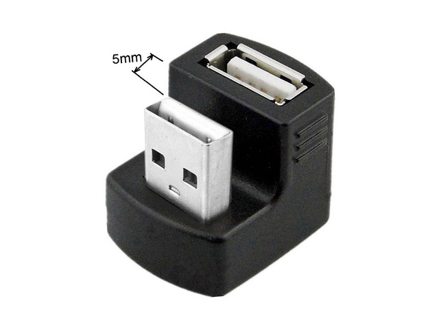 Chenyang Down Angled USB 2.0 Adapter A Male to Female Extension 90 180 360 Degree Black
