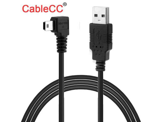 CableCC 5pin Mini USB Male Left Angled B Type 90 Degree to USB 2.0 A Male Data Cable 0.5M