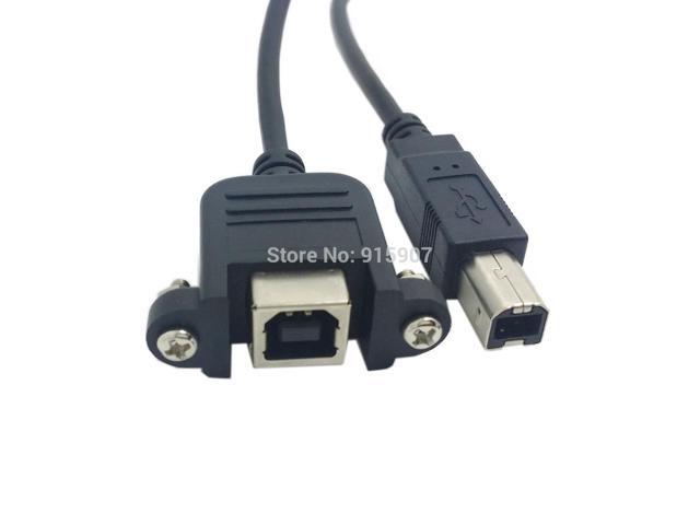 50cm USB 2.0 B Type Male to Female Printer Scanner Hard Disk Extension Cable with Screws for Panel Mount
