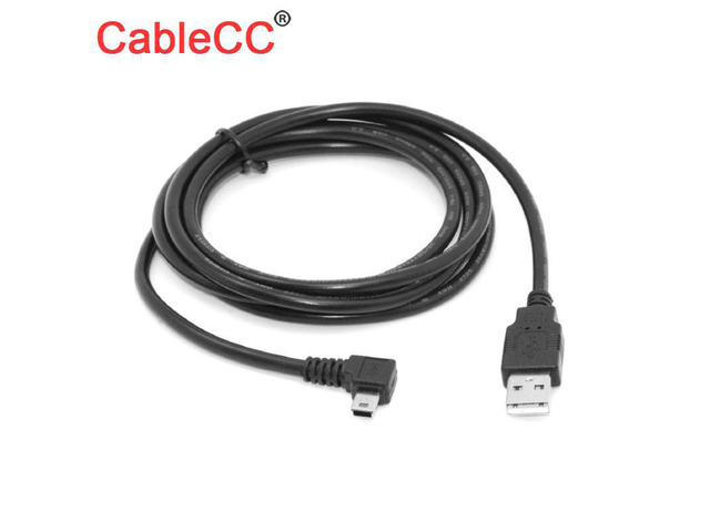 CableCC Mini USB B Type 5pin Male 90 Degree Right Angled to USB 2.0 Male Data Cable 1.8m 6ft