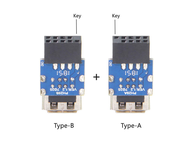 Chenyang 2pcs USB 2.0 Type-A Female / USB 2.0 Type-B Female to 9Pin/10Pin Motherboard Female Header Adapter Converter
