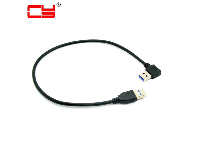 USB 3.0 A Type Male 90 Degree Right Angled to Straight A Type Male Data Cable Cord for Mobile Hard Disk Drive & SSD 40cm