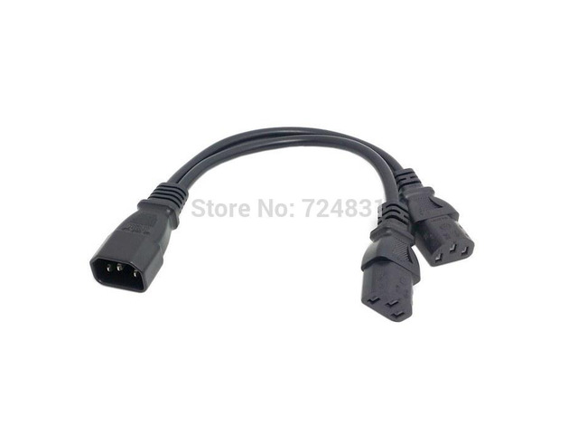 Y Type Splitter Adapter Cable Cord Single C14 to Dual 5-15R Short Power
