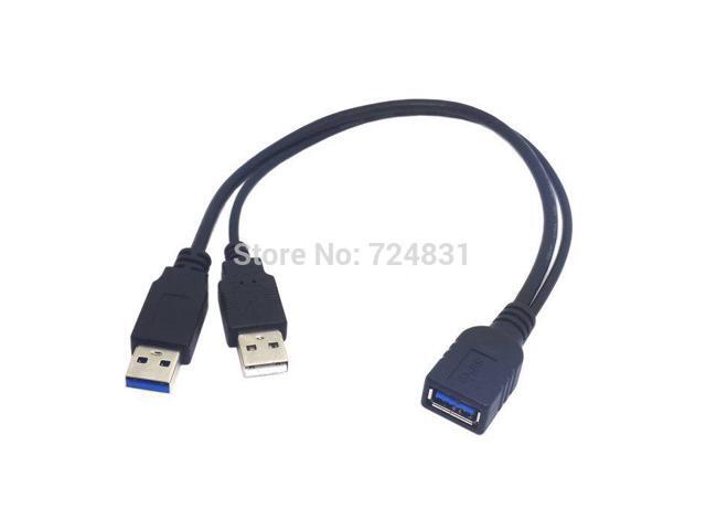 USB 3.0 Female to Dual USB Male Extra Power Data Y Extension Cable High Quality for 2.5' Mobile Hard Disk