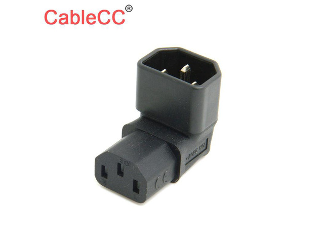 IEC Male C14 to Down Right Angled 90 Degrdd IEC Female C13 Power Extension Adapter
