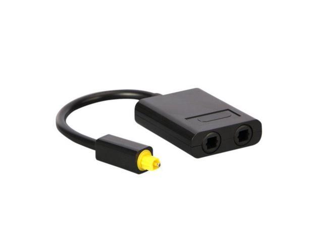 Dual Port Toslink Digital Optical Audio Splitter Adapter Fiber Optic Audio Cable 1 In 2 Out Black Color