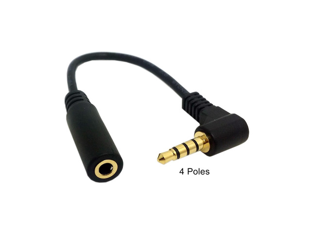 1Set 3/4 Poles Audio Stereo 90 Degree Right Angled 3.5mm Male to Female Extension Cable