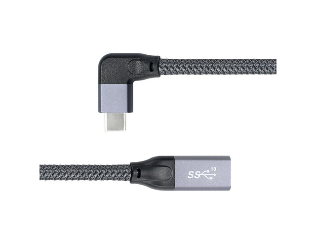 Left Right Angled USB-C USB 3.1 Type C Male to Female Extension Data Cable with Sleeve for Laptop