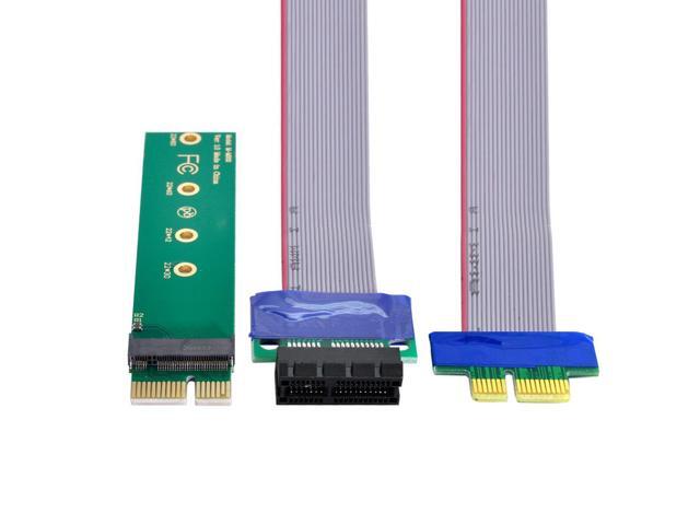 NVME AHCI NGFF M-key SSD to PCI-E 3.0 1x x1 Vertical Adapter with PCI-E Cable Male to Female Extension
