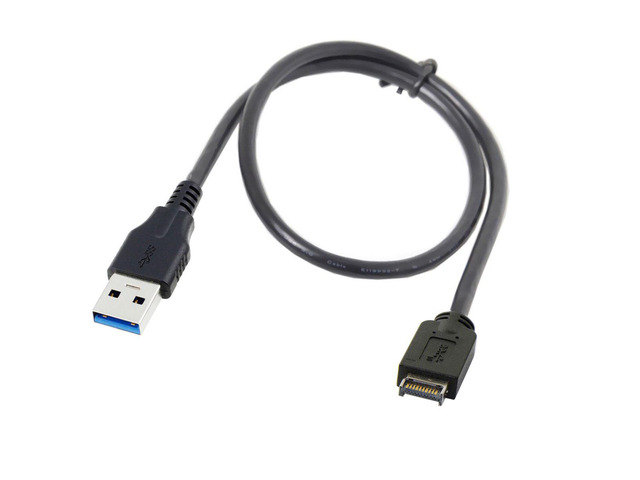 USB 3.0 Type-A Male to USB 3.1 Front Panel Header Extension Data Cable Converter Cord 50cm Black