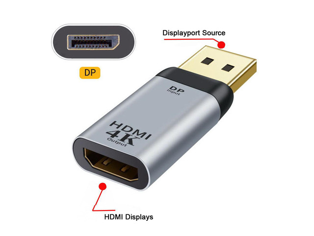 DisplayPort DP Source to HDTV Sink Displays 4K@60hz Ultra HD Converter Adapter for Laptop HDTV