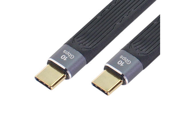 10Gbps USB-C Type-C Male to USB-C Male USB 3.1 65W 3A Flat Slim FPC Data Cable for Laptop & Phone 13cm