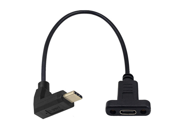 USB 3.1 Type C USB-C Male to USB-C Female Extension Data Cable 90 Degree Up & Down Angled 30cm