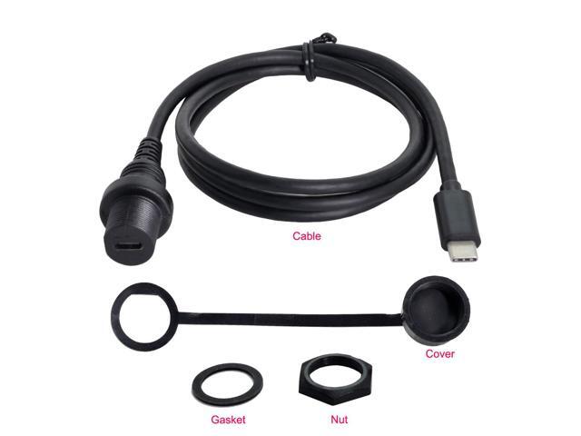 Dustproof Waterproof USB-C Type-C USB 3.1 Extension Flush Car Mount Extension Cable for Dashboard Panel