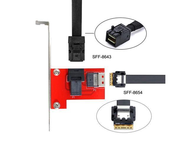 Slimline SAS SFF-8654 PCI-Express 4.0 to HD SFF-8643 PCBA Female Adapter With Bracket