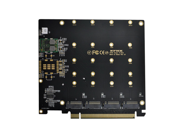 4X NVME M.2 AHCI to PCI-E Express 3.0 Gen3 X16 Raid Card with Fan VROC Raid0 Hyper Adapter