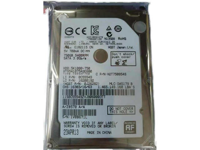 OIAGLH HDD For Hgst 750GB 2.5 SATA 6 Gb/s 8MB 5400RPM 9.5MM For Internal Hard Disk For Notebook HDD For HTS541075A9E680