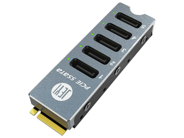 FOR NVMe M.2 to 5 Sata Adapter Internal 5 Port Non-RAID SATA III 6GB/s M.2 NVMe Adapter Card for Desktop PC Support SSD HDD