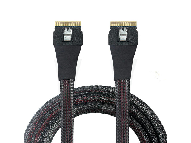 FOR SAS 4.0 SFF-8654 8i 74pin Host PCI-E Slim Line Cable 50cm to SFF-8654 Slim SAS Target