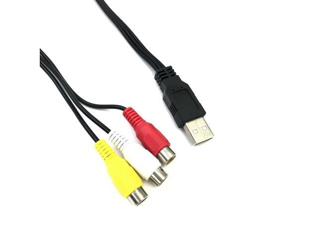 FOR USB Male to 3RCA RGB Female AV Audio Video Composite Cable Cord Adapter Converter Connector Component Lead RCA Cable
